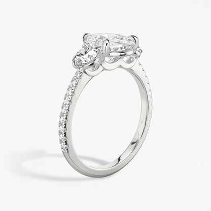 Three Stone Engagement Ring Pave in Radiant