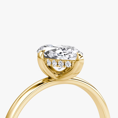 The Classic Hidden Halo Marquise Engagement Ring in Plain Large Band