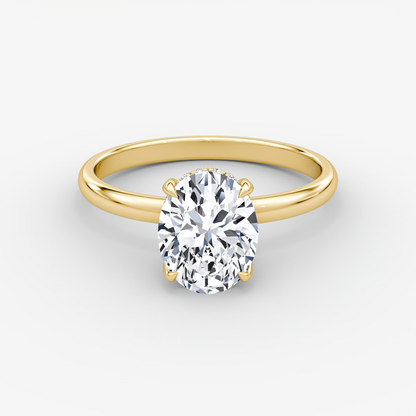 The Classic Hidden Halo Oval Engagement Ring in Plain Standard Band