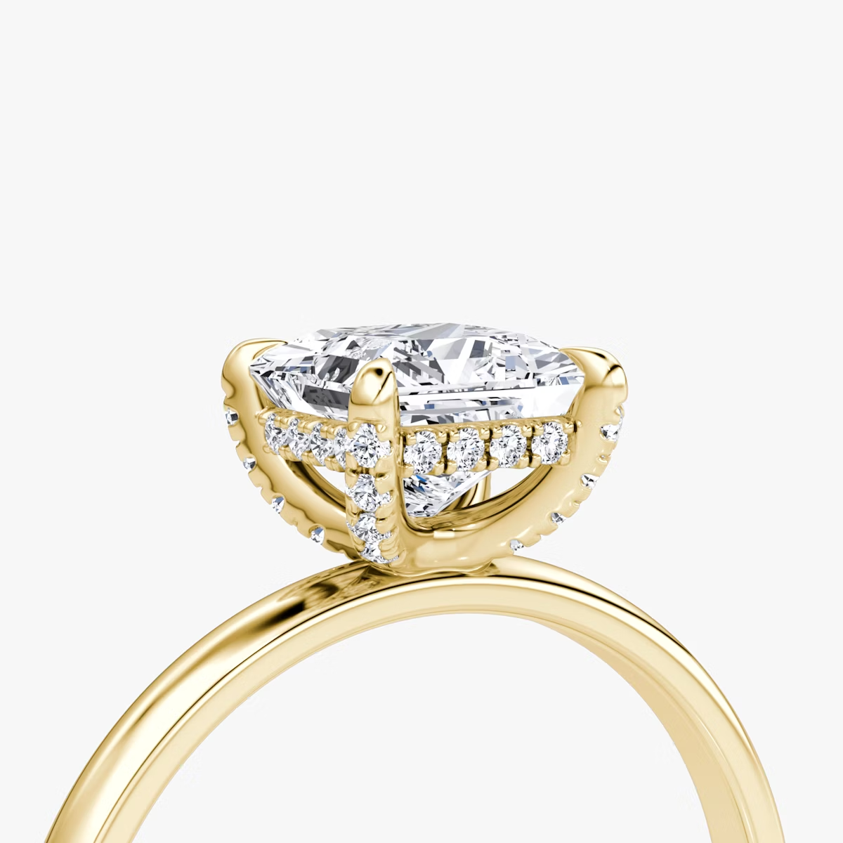 The Classic Hidden Halo Princess Engagement Ring in Plain Standard Band