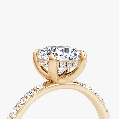 The Classic Hidden Halo Cushion Engagement Ring in Pave Standard Band