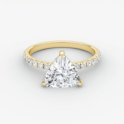 The Classic Hidden Halo Trillion Engagement Ring in Pave Standard Band