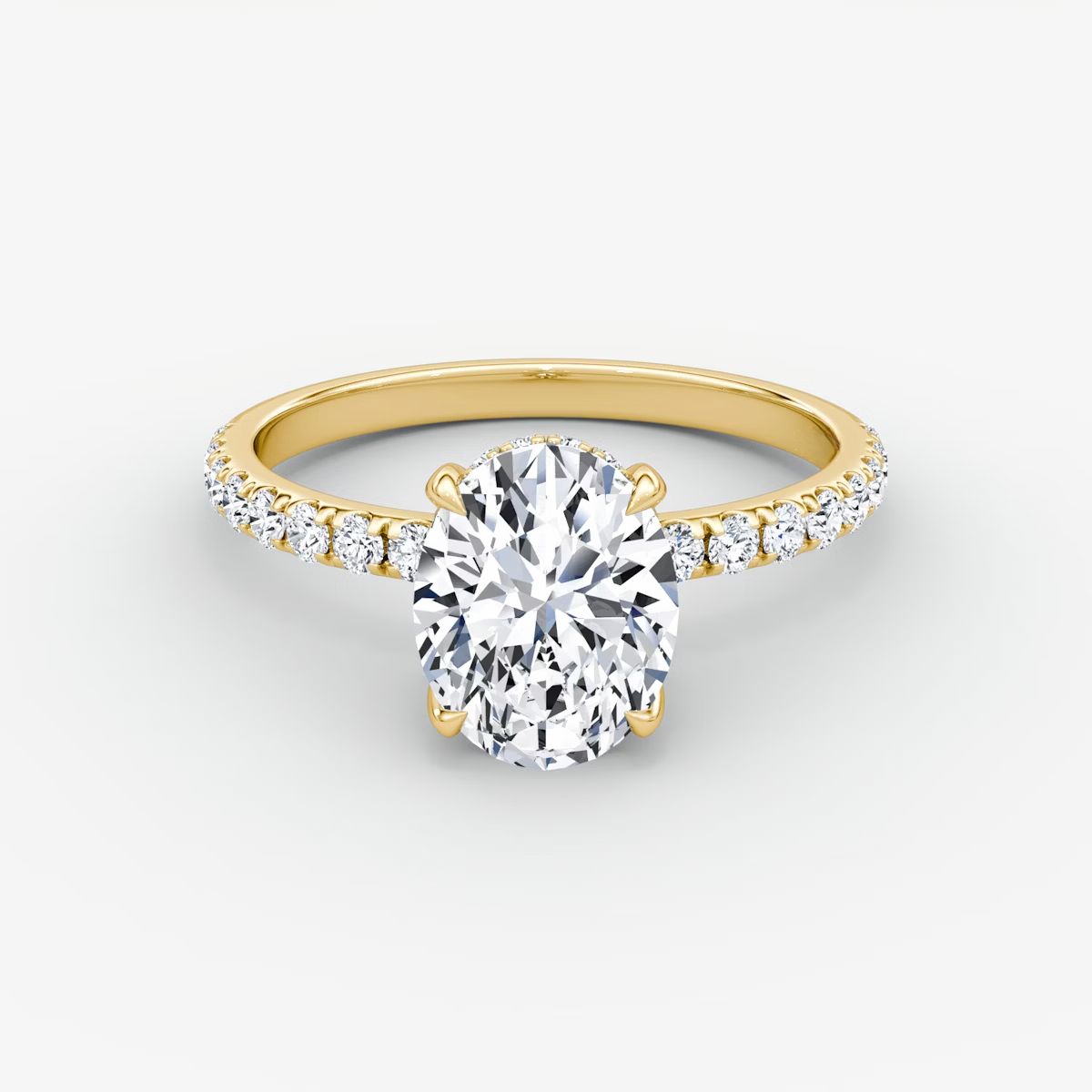 The Classic Hidden Halo Oval Engagement Ring in Pave Standard Band