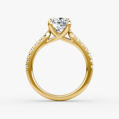 Trellis Cathedral Cushion Pave Engagement Ring