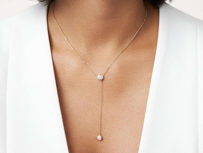 Round Brilliant Bezel Lariat Pendant