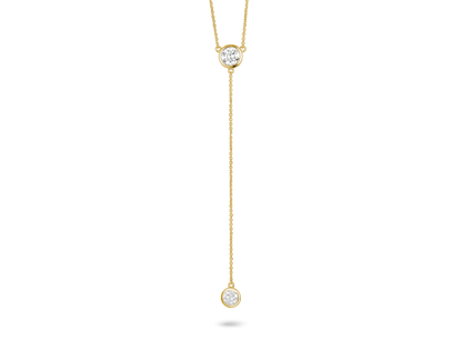 Round Brilliant Bezel Lariat Pendant