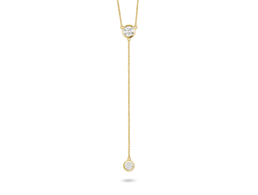 Round Brilliant Bezel Lariat Pendant