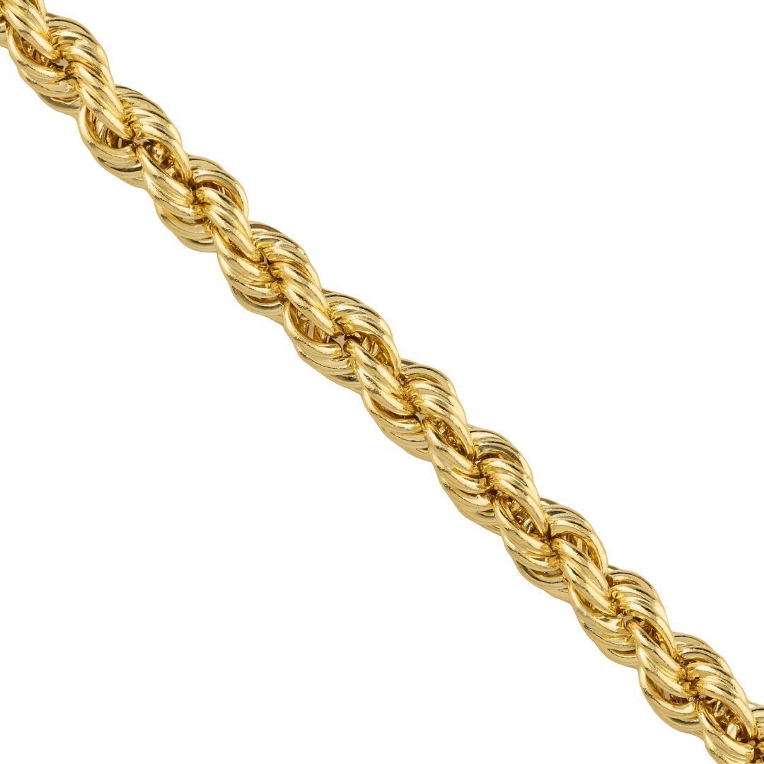 14k Yellow Gold Hollow Rope Chain 4 mm