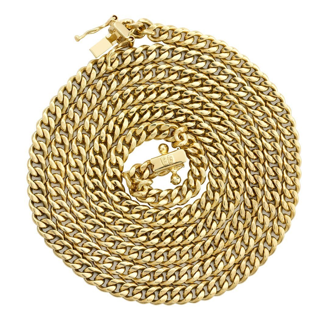 14k Yellow Gold Solid Mens Cuban Link Chain 4 mm