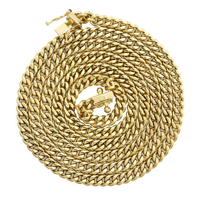 14k Yellow Gold Solid Mens Cuban Link Chain 4 mm