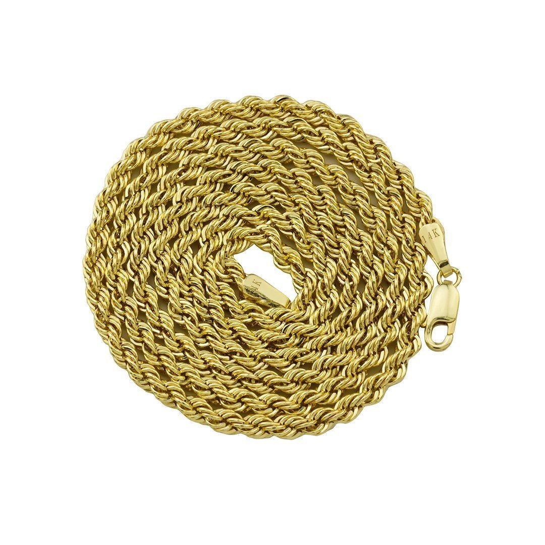 14k Yellow Gold Hollow Rope Chain 3.5 mm