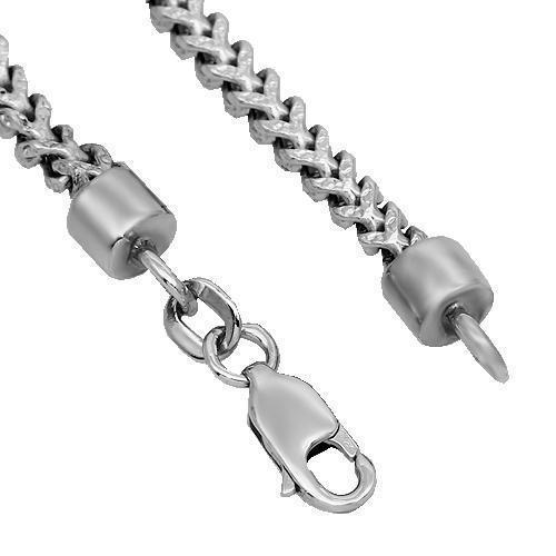 14k White Gold Mens Franco Chain 3 mm