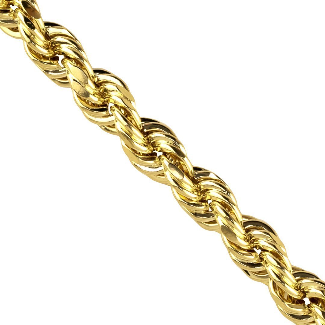 10k Yellow Gold Hollow Rope Chain 6.5 mm