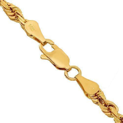 14k Yellow Gold Solid Rope Chain 3 mm