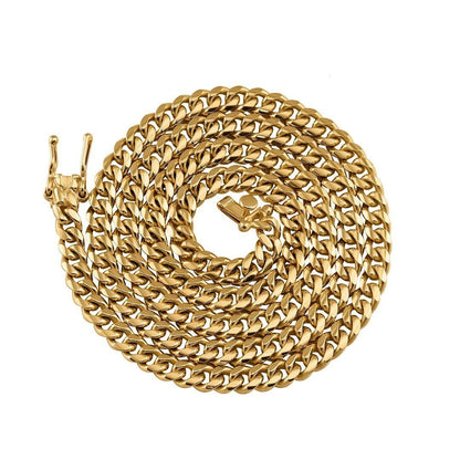 14k Yellow Solid Gold Miami Cuban Link Chain 5 mm