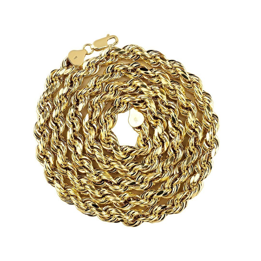 10k Yellow Gold Hollow Rope Chain 6.5 mm