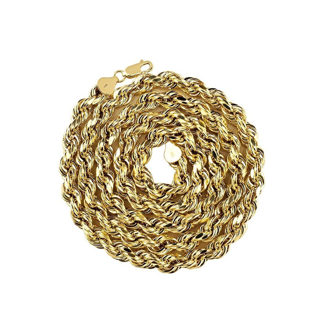 10k Yellow Gold Hollow Rope Chain 5.5 mm