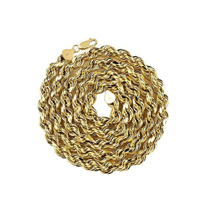 10k Yellow Gold Hollow Rope Chain 5.5 mm