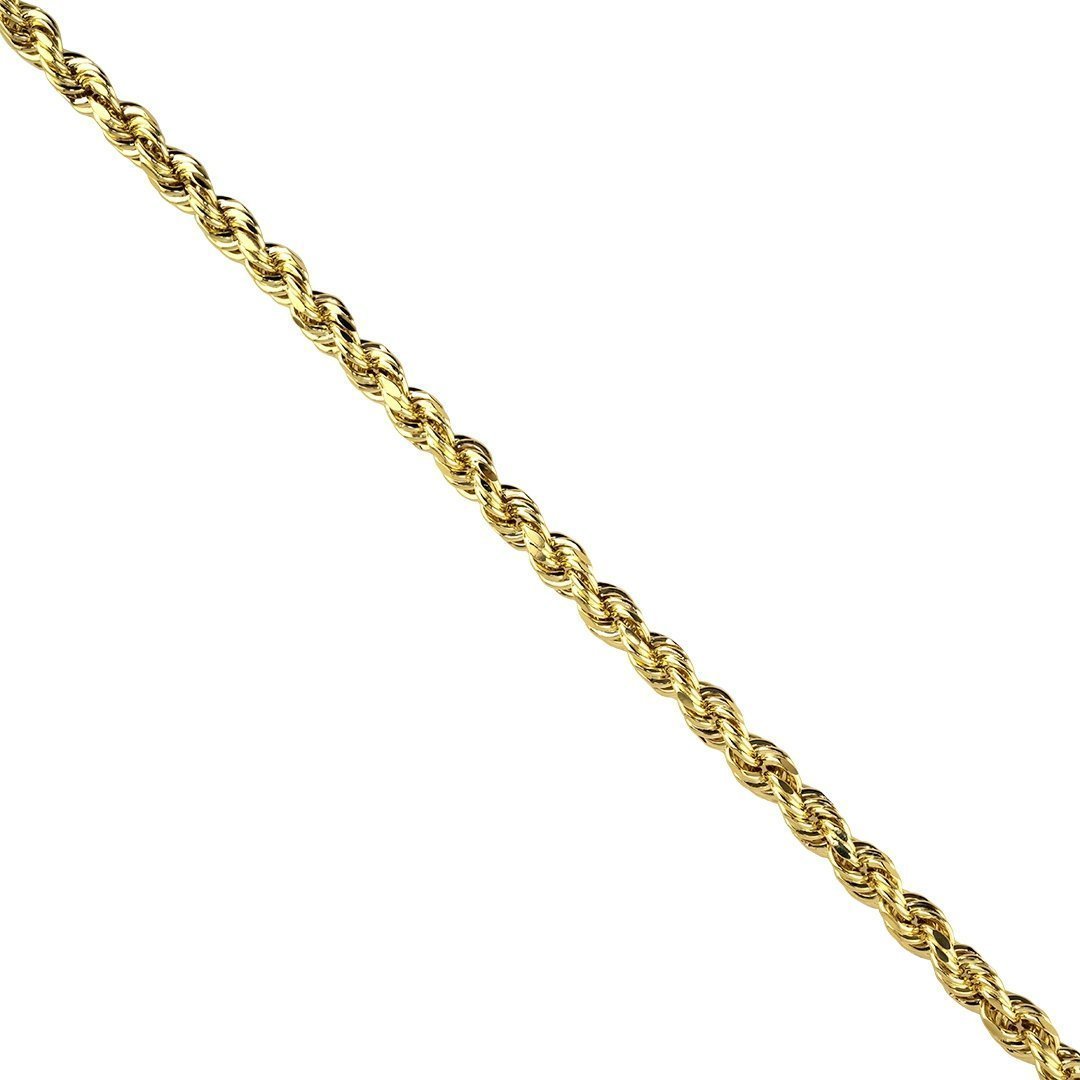 10k Yellow Gold Hollow Rope Chain 6.5 mm