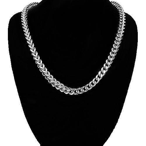 14k White Gold Mens Franco Chain 3 mm