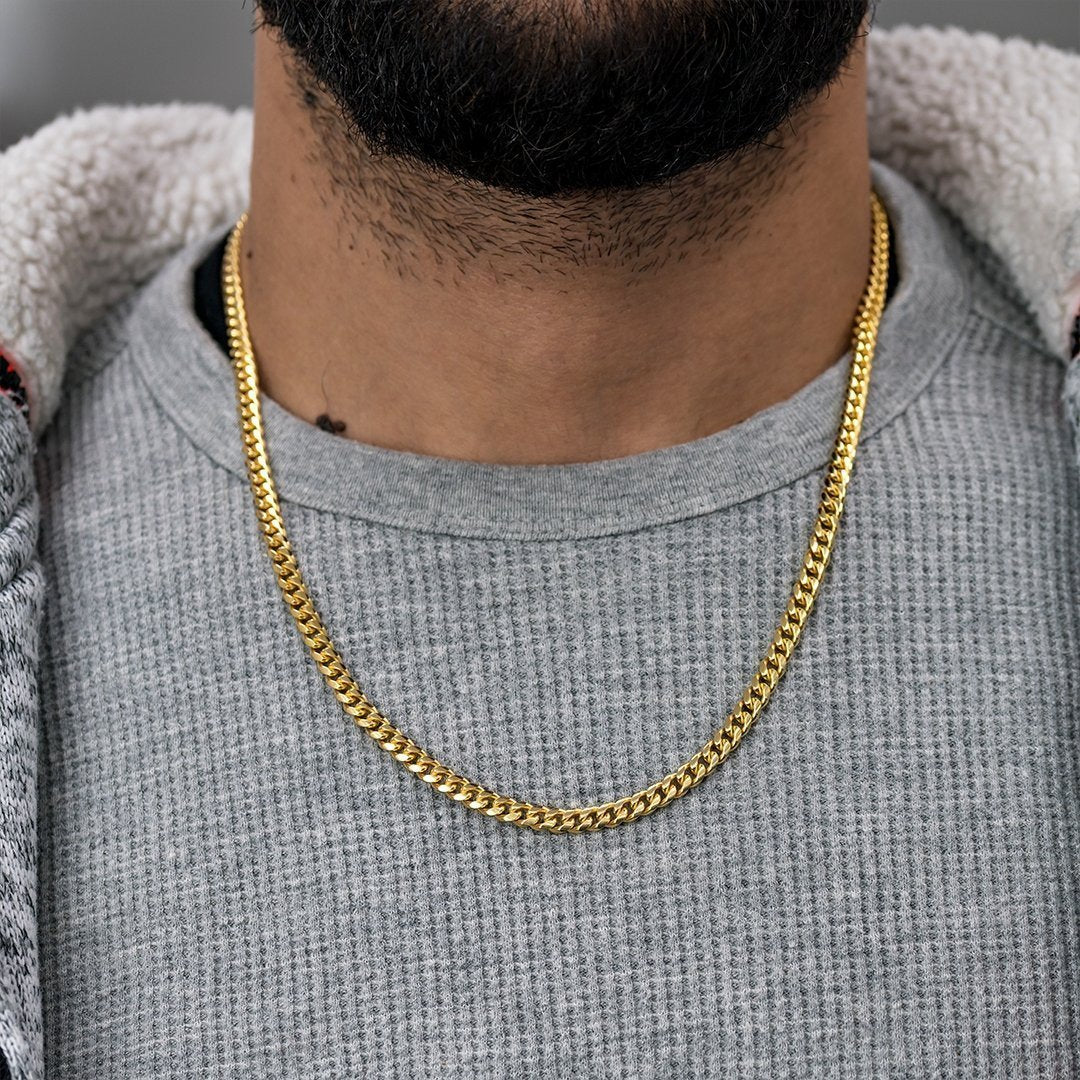 14k Yellow Solid Gold Miami Cuban Link Chain 5 mm