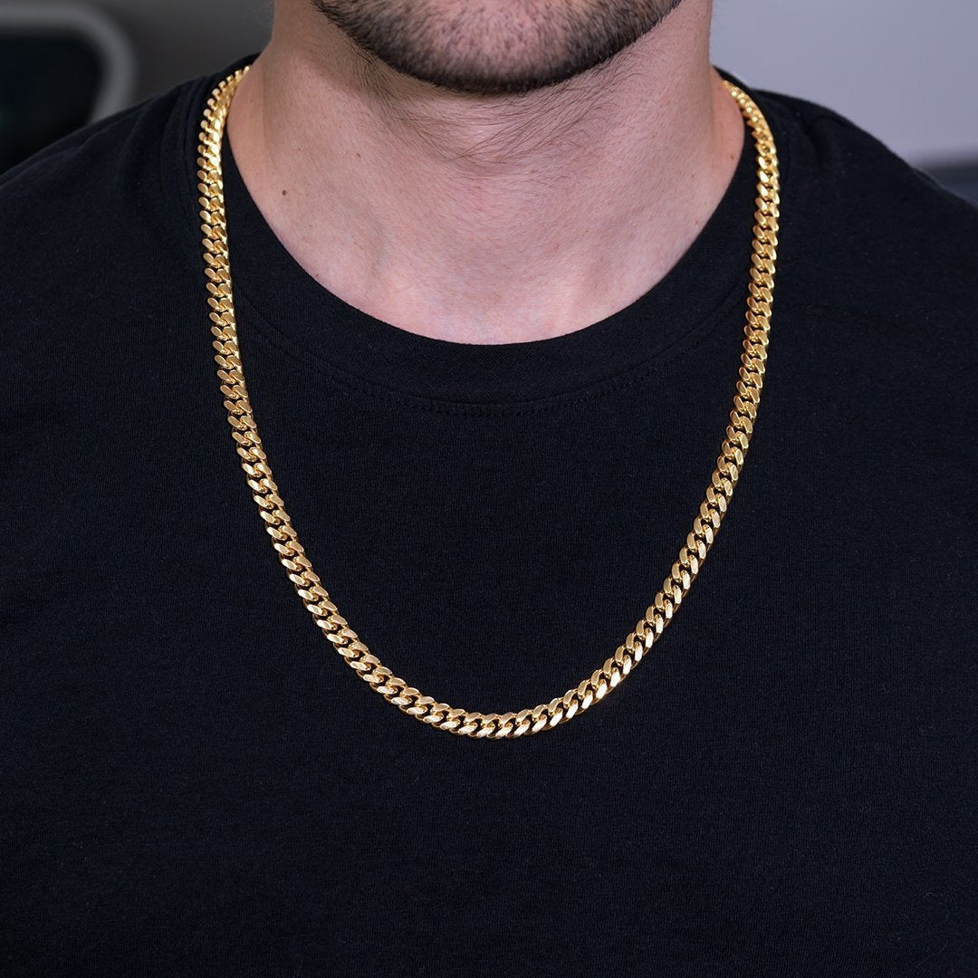 14k Yellow Gold Solid Cuban Link Chain 4mm