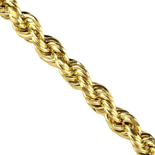 10k Yellow Gold Hollow Rope Chain 7.5 mm