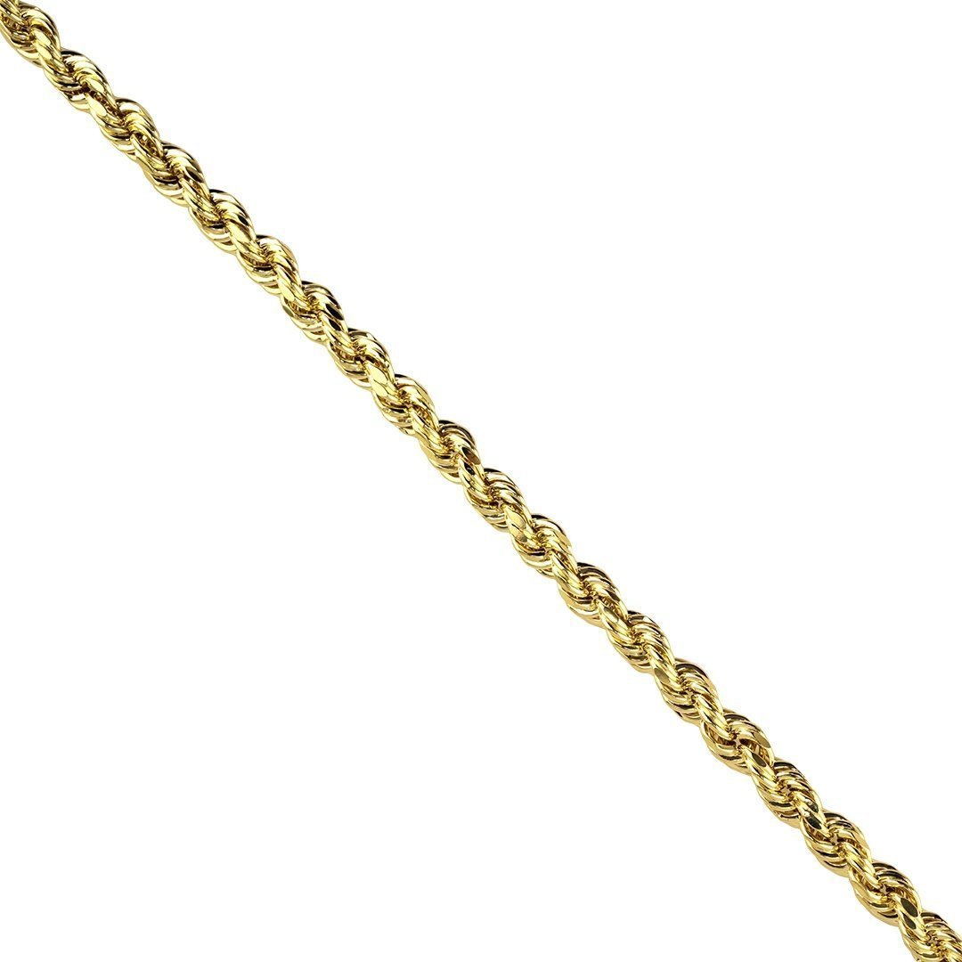 10k Yellow Gold Hollow Rope Chain 7.5 mm