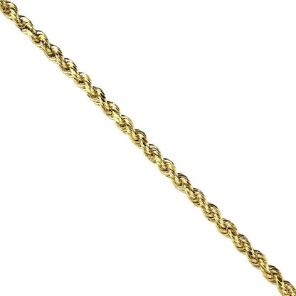 10k Yellow Gold Hollow Rope Chain 7.5 mm