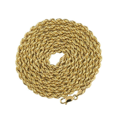 14k Yellow Gold Hollow Rope Chain 4 mm