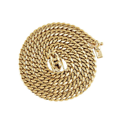 14k Yellow Gold Solid Cuban Link Chain 4mm